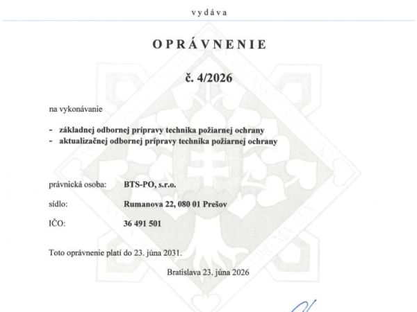 Oprávnenie na výkon AOP TPO, ZOP TPO